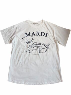 Mardi Mercredi Off White Dog Graphic Tee One Size